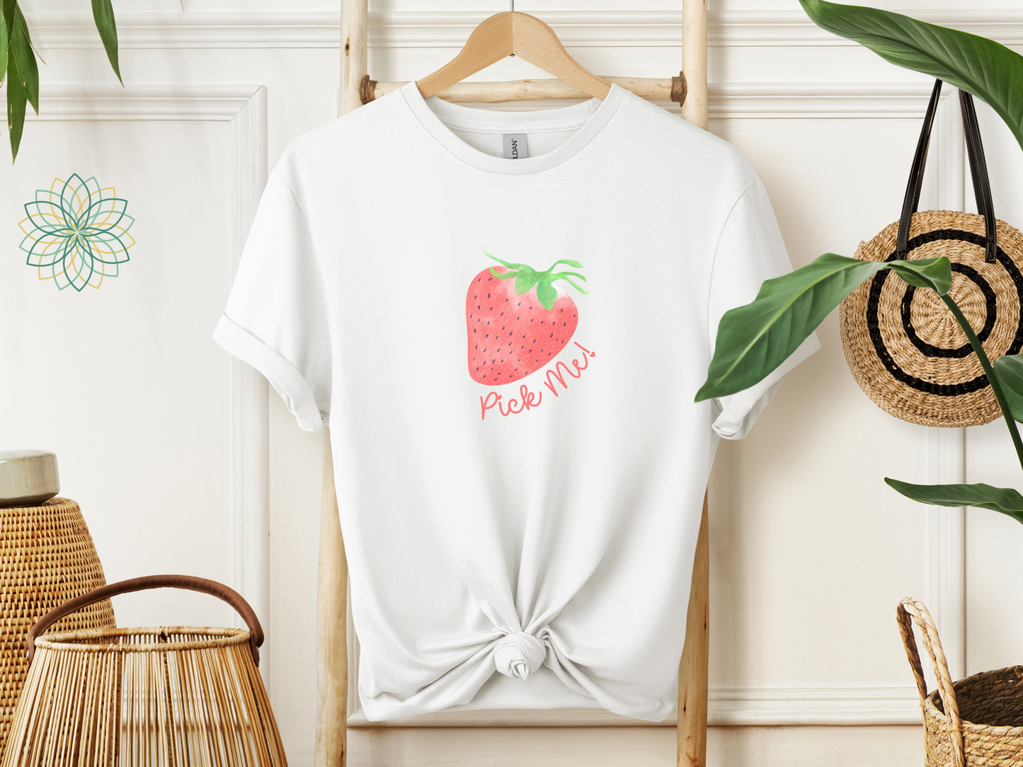 Pick Me! Strawberry Unisex Softstyle T-Shirt - Cute Casual Fruity