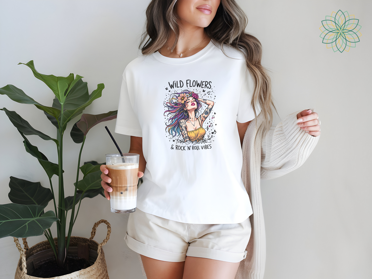 Wild Flowers & Rock n'Roll Vibes Boho Cool Softstyle Tshirt