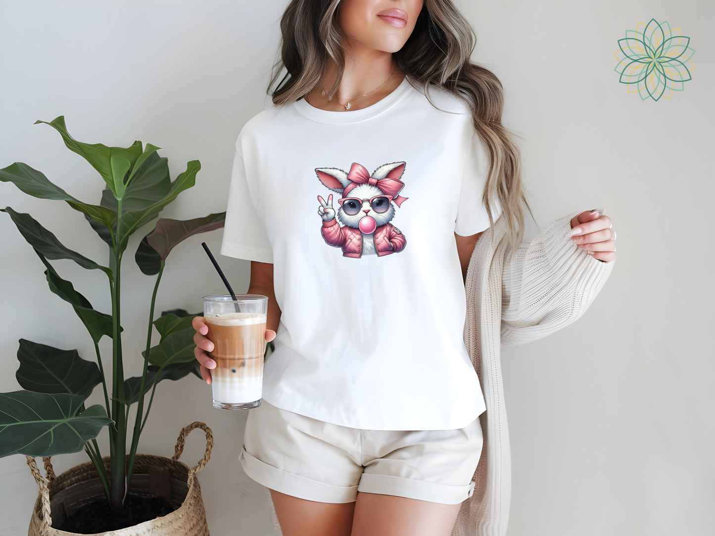 Sassy Bunny Rabbit Coquette Softstyle Tshirt