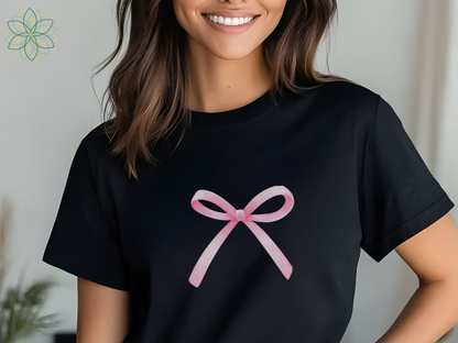 Ditsy Coquette Pink Bow Softstyle Tshirt