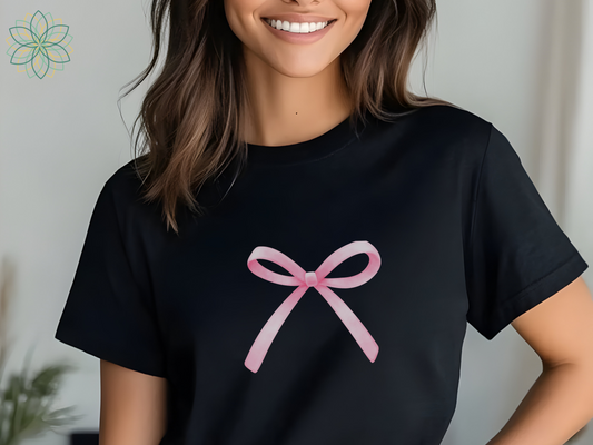 Ditsy Coquette Pink Bow Softstyle Tshirt