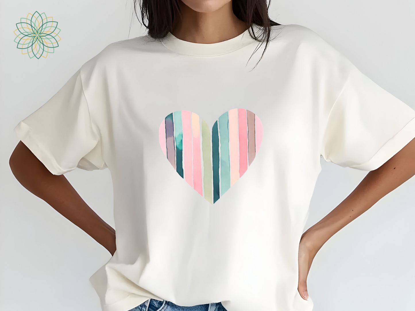 Stripey Heart Softstyle Tshirt