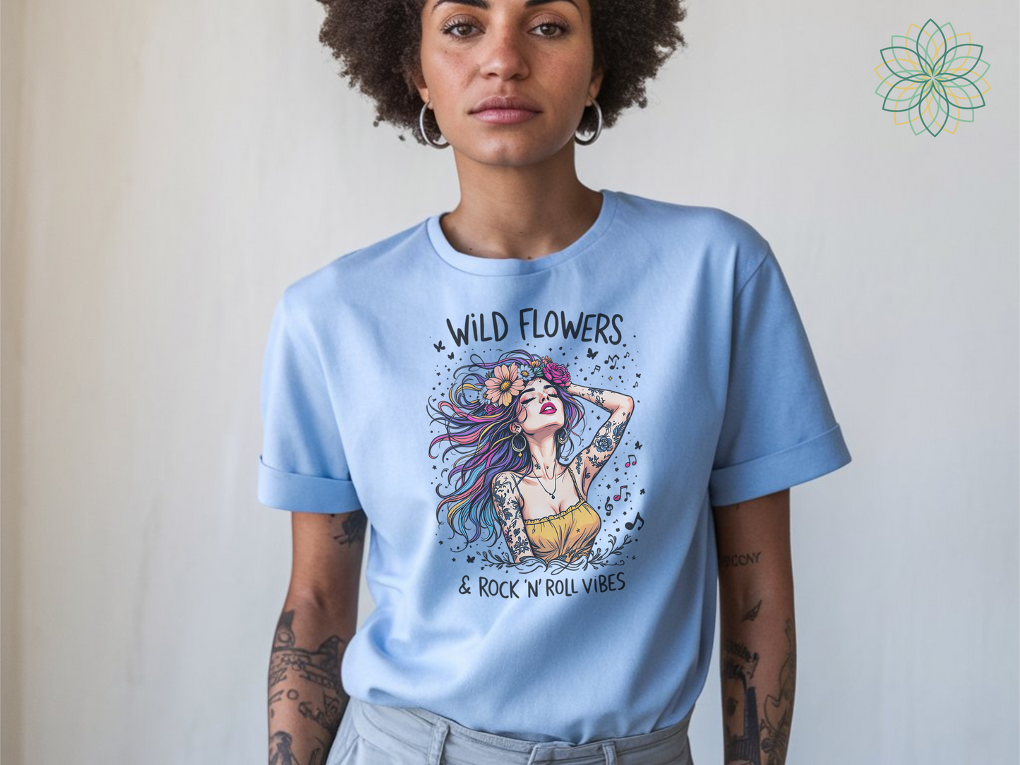 Wild Flowers & Rock n'Roll Vibes Boho Cool Softstyle Tshirt
