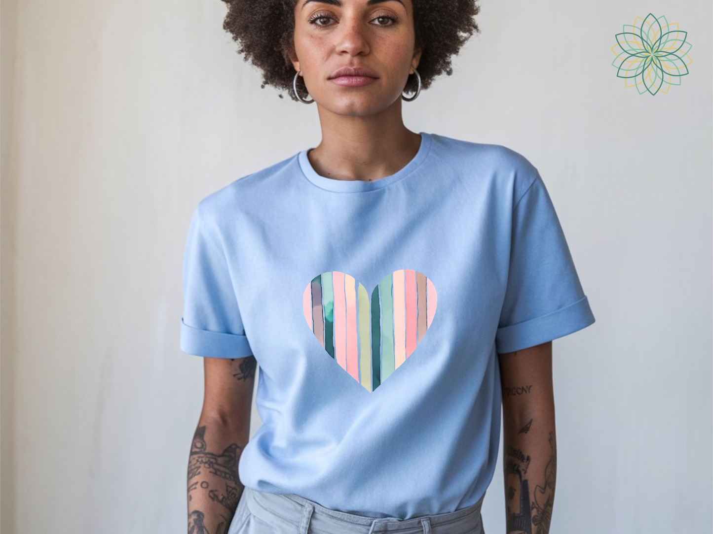 Stripey Heart Softstyle Tshirt