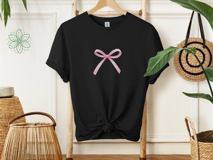 Ditsy Coquette Pink Bow Softstyle Tshirt