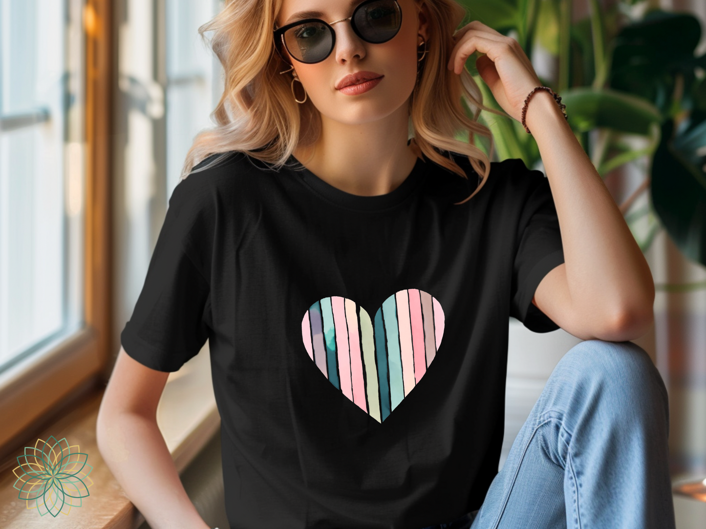 Stripey Heart Softstyle Tshirt