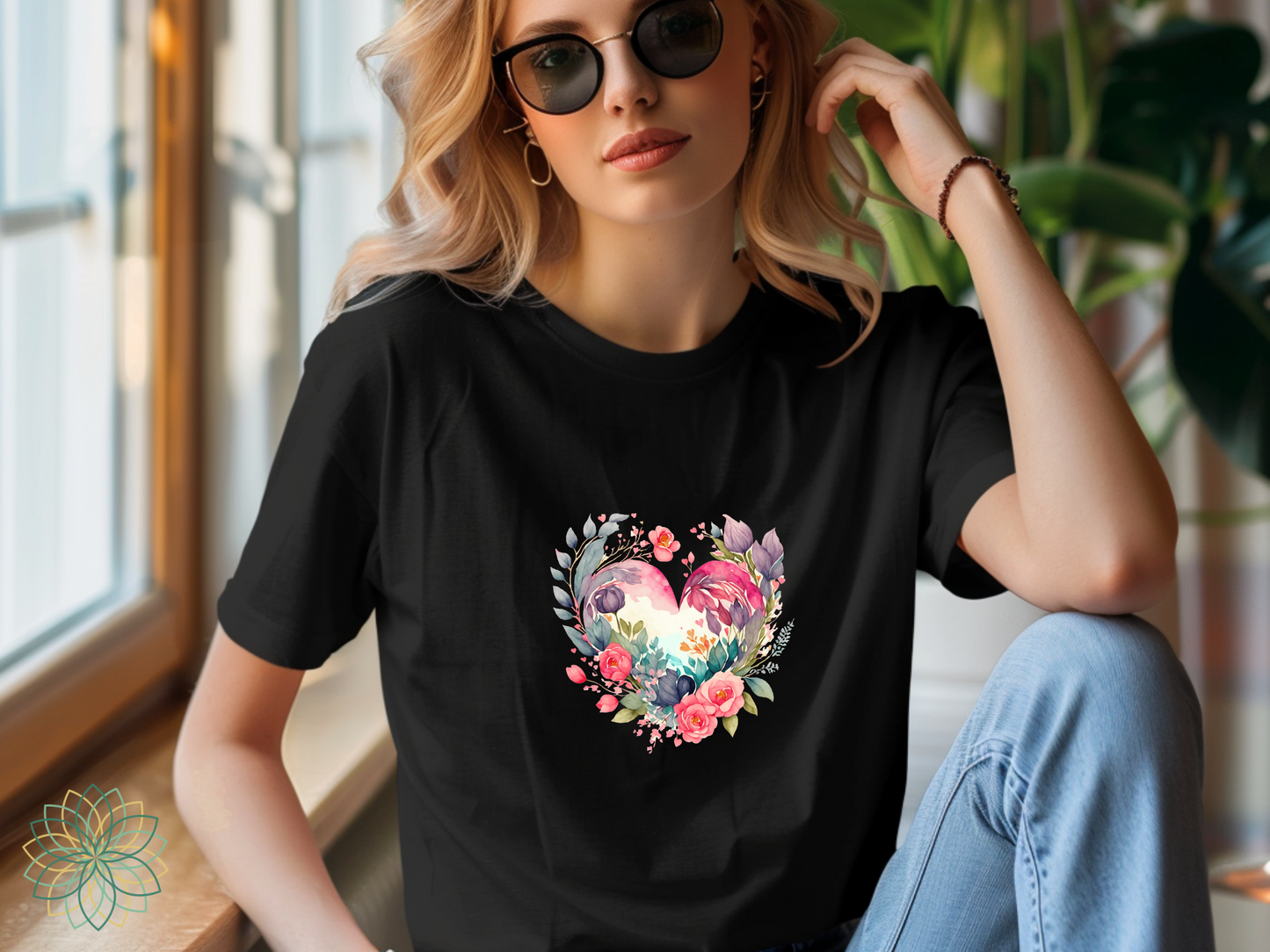 Floral Heart Softstyle Tshirt