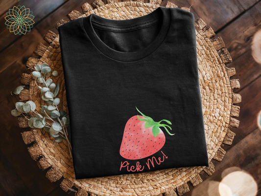 Pick Me! Strawberry Unisex Softstyle T-Shirt - Cute Casual Fruity