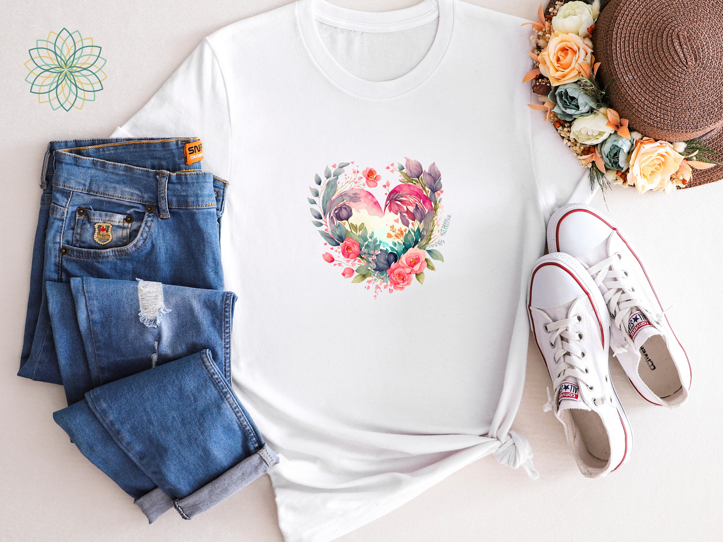 Floral Heart Softstyle Tshirt