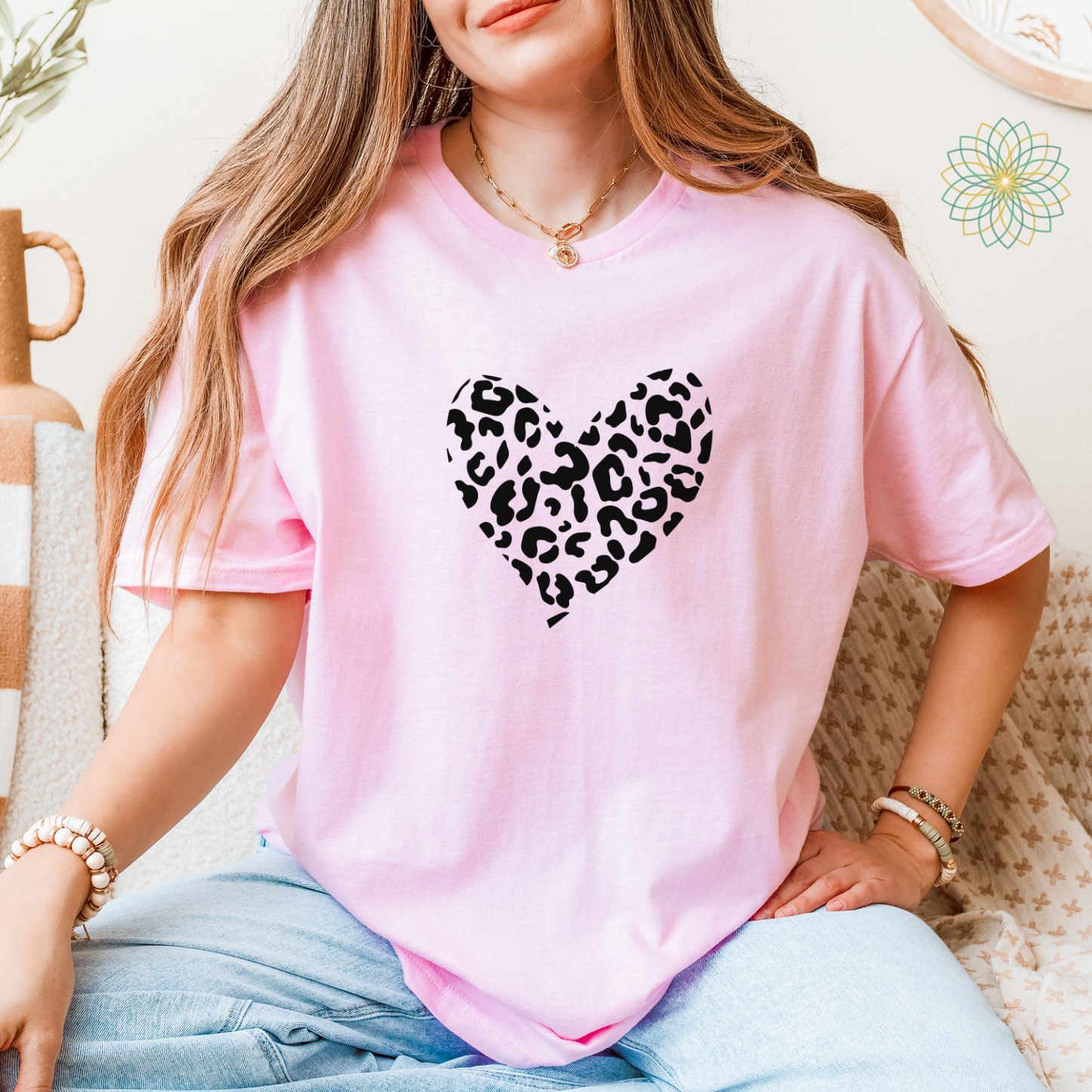 Animal Print Heart Softstyle Tshirt