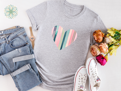Stripey Heart Softstyle Tshirt