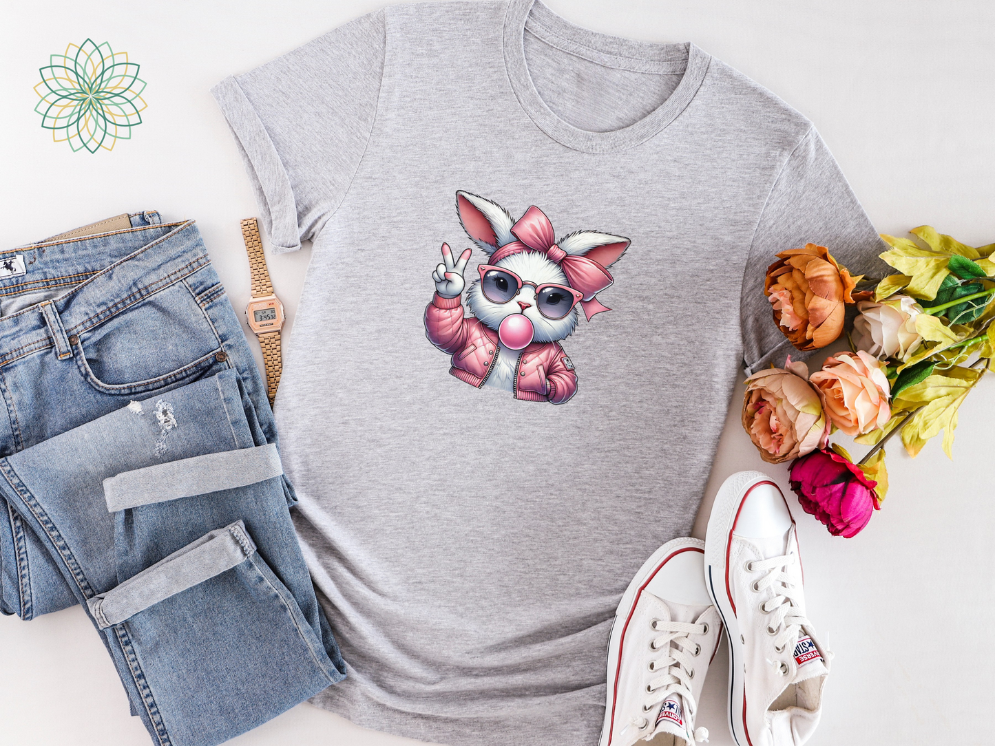 Sassy Bunny Rabbit Coquette Softstyle Tshirt