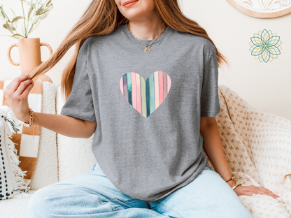 Stripey Heart Softstyle Tshirt