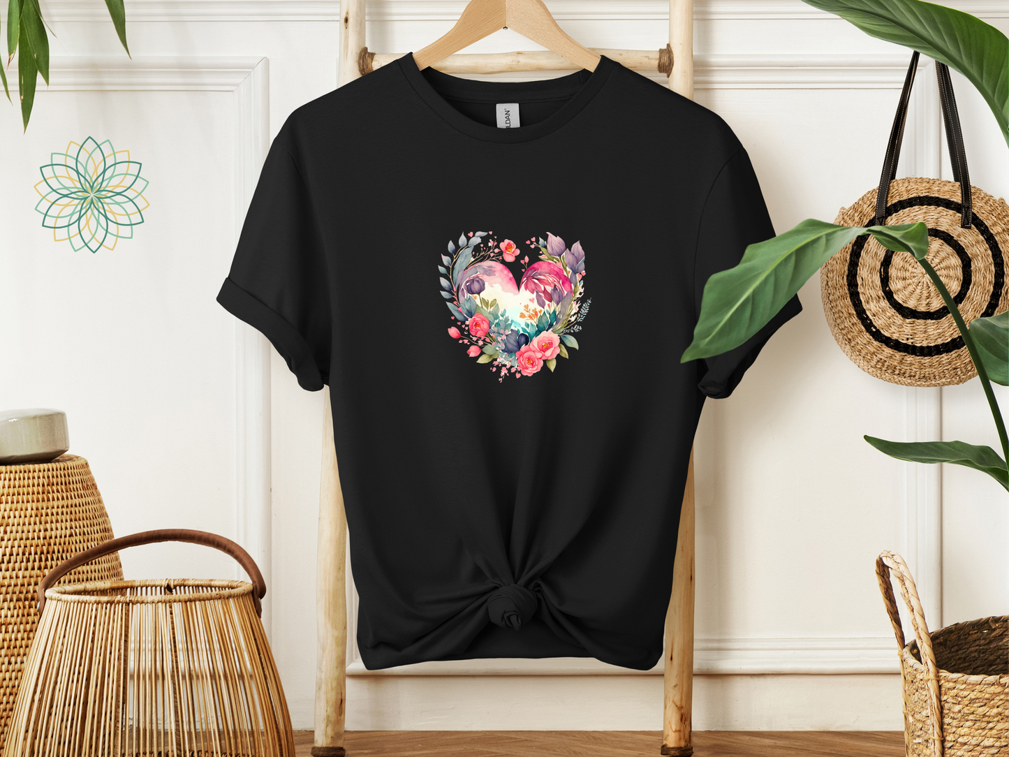 Floral Heart Softstyle Tshirt