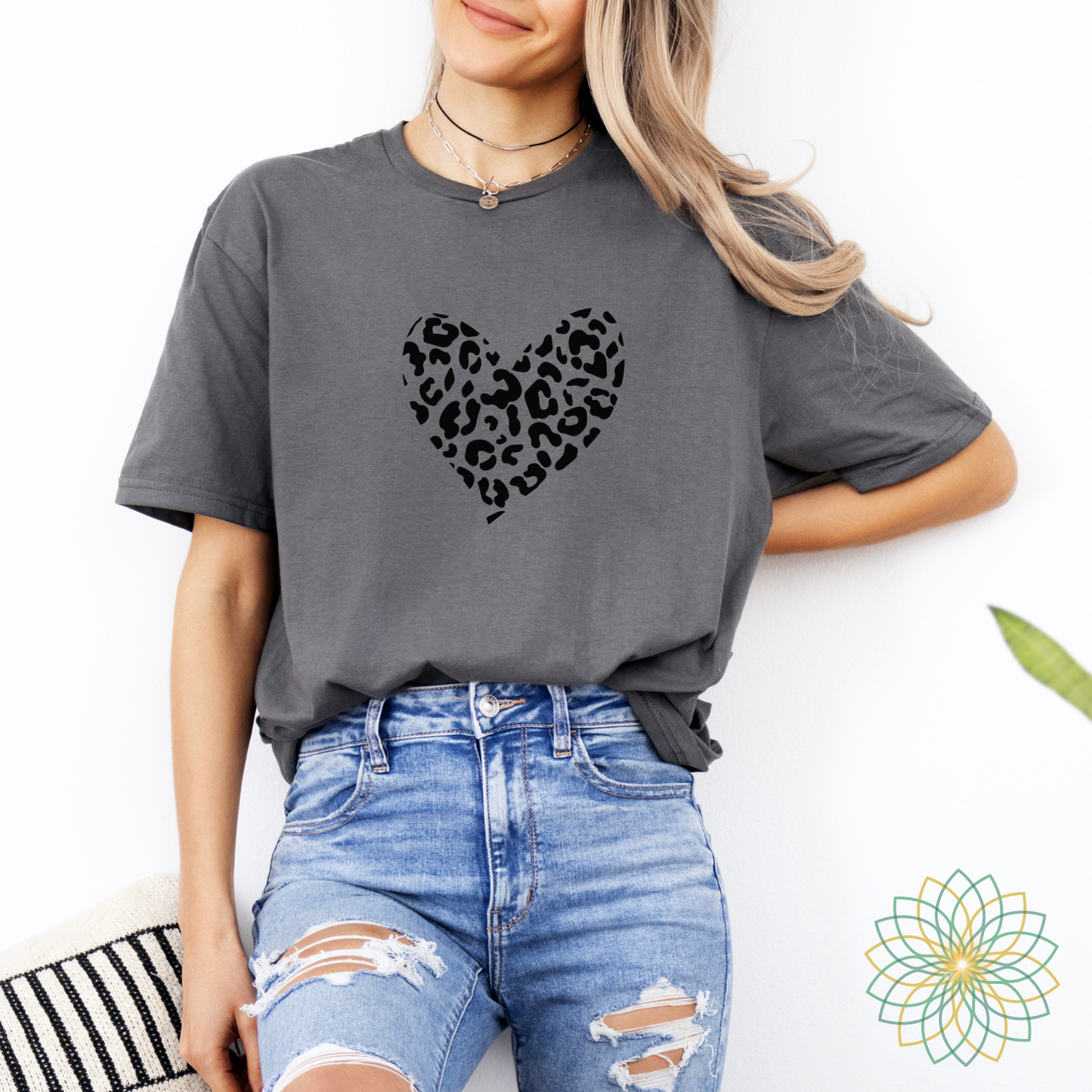 Animal Print Heart Softstyle Tshirt